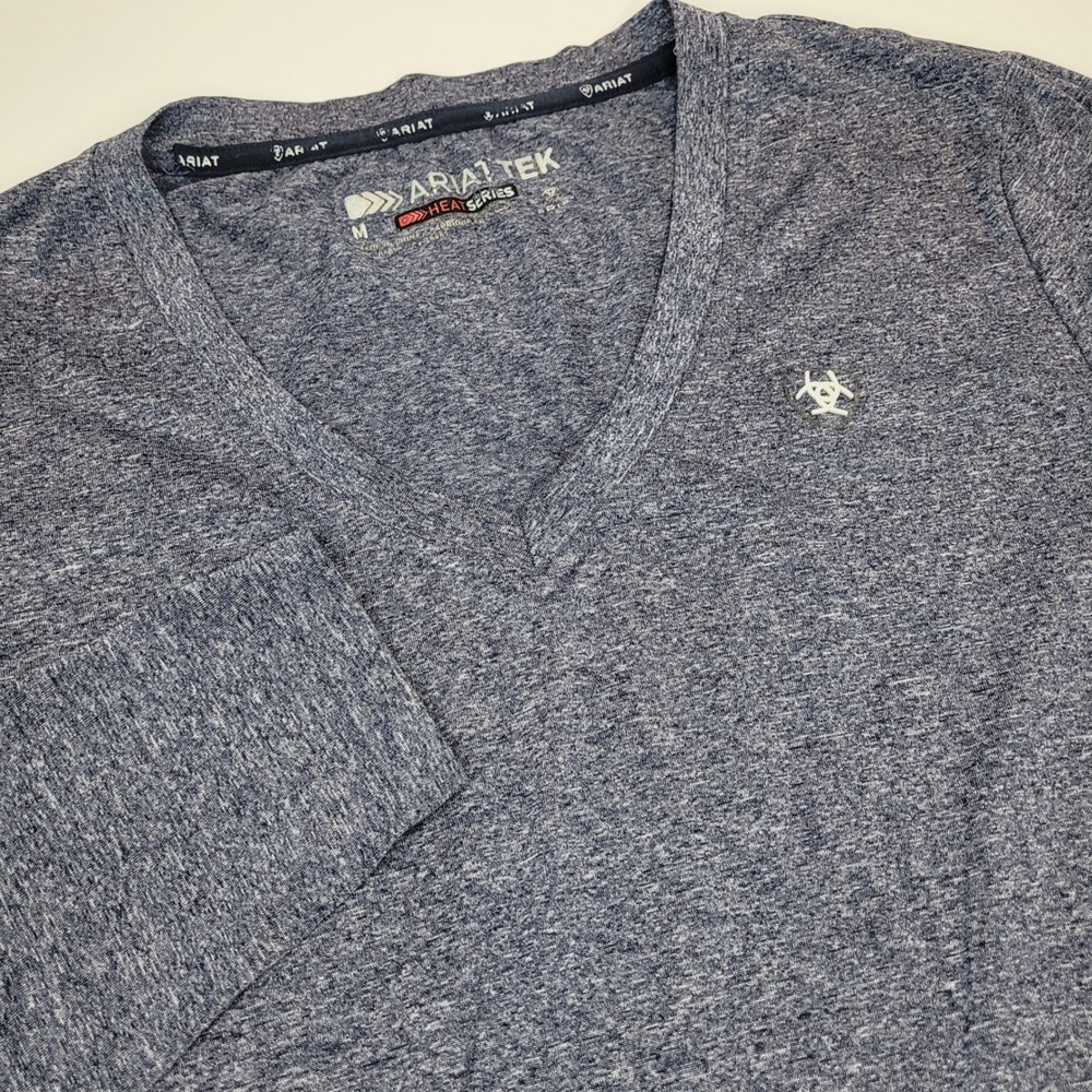 Ariat Performance Shirt Womens Medium Blue Heat Series V-Neck Excellnt Heathered